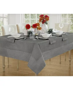 Villeroy & Boch New Wave Metallic Border Linen Tablecloth, 70 X 96