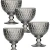 Villeroy & Boch Ston Smoke Crystal Dessert Bowl/ Champagne Glass, Set Of 4