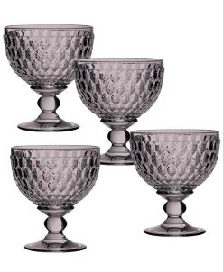 Villeroy & Boch Ston Rose Crystal Dessert Bowl/ Champagne Glass, Set Of 4