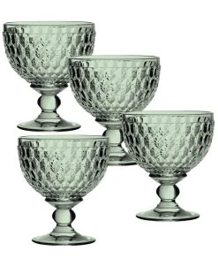 Villeroy & Boch Ston Green Crystal Dessert Bowl/ Champagne Glass, Set Of 4