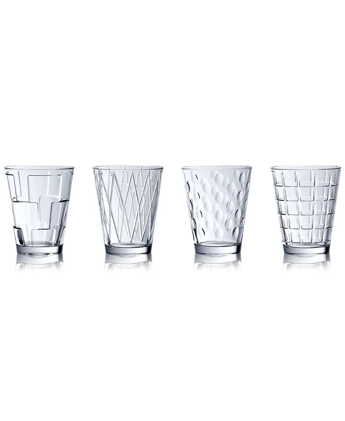 Villeroy & Boch Dressed Up Assorted Clear Tumblers, Set Of 4 3 Villeroy & Boch Dressed Up Assorted Clear Tumblers, Set Of 4